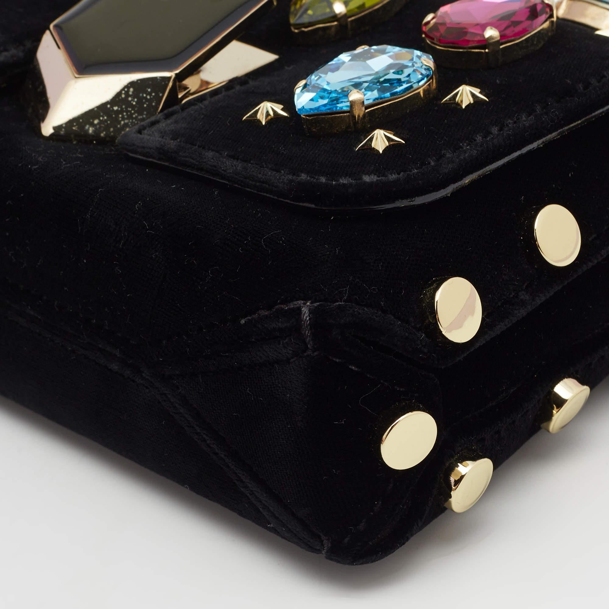 Jimmy Choo Black Velvet Mini Embellished Lockett Shoulder Bag 1