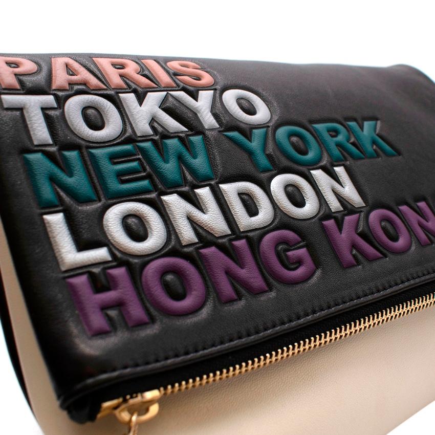 Jimmy Choo Black & White Leather Fashion Capitals Clutch Bag 2