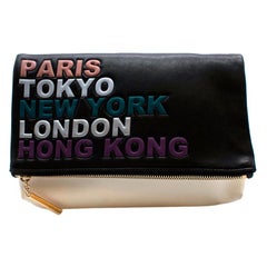 Jimmy Choo Black & White Leather Fashion Capitals Clutch Bag