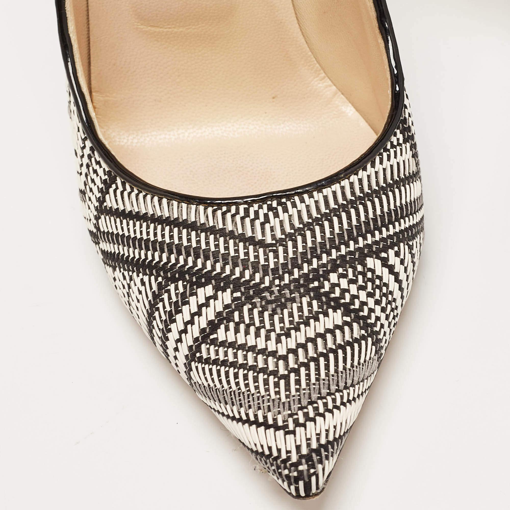 Jimmy Choo Black/White Woven Fabric Anouk Pumps Size 38.5 3