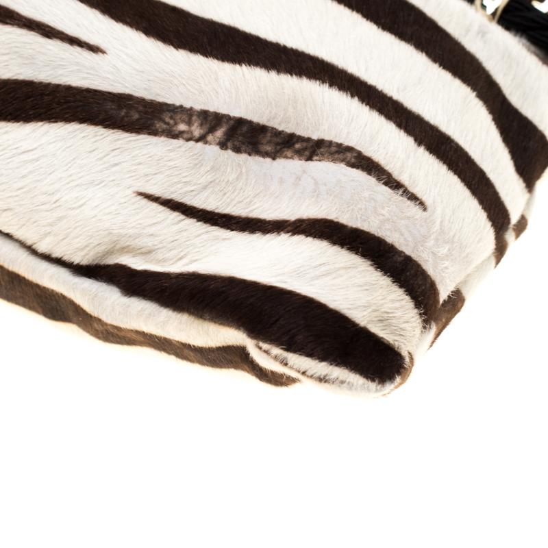 Jimmy Choo Black/White Zebra Print Calfhair Clutch 6