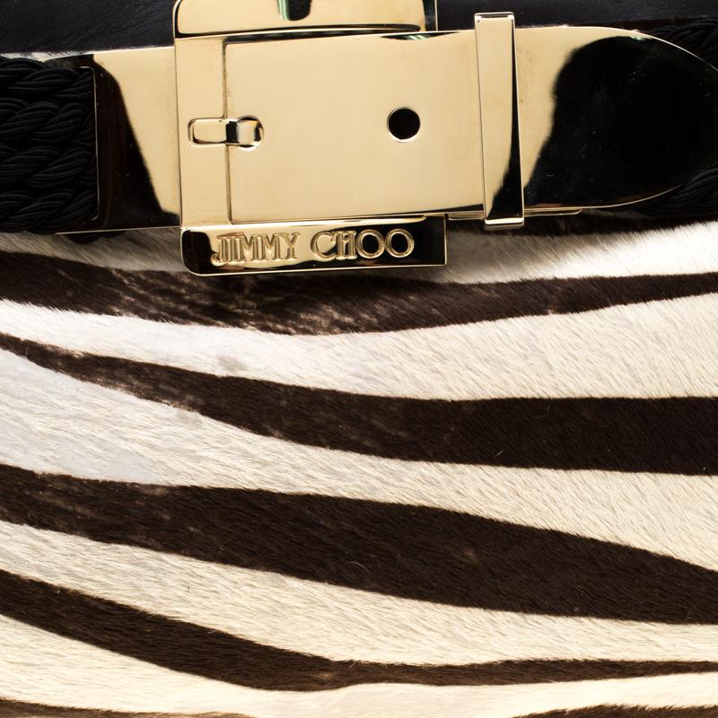 Jimmy Choo Black/White Zebra Print Calfhair Clutch 3