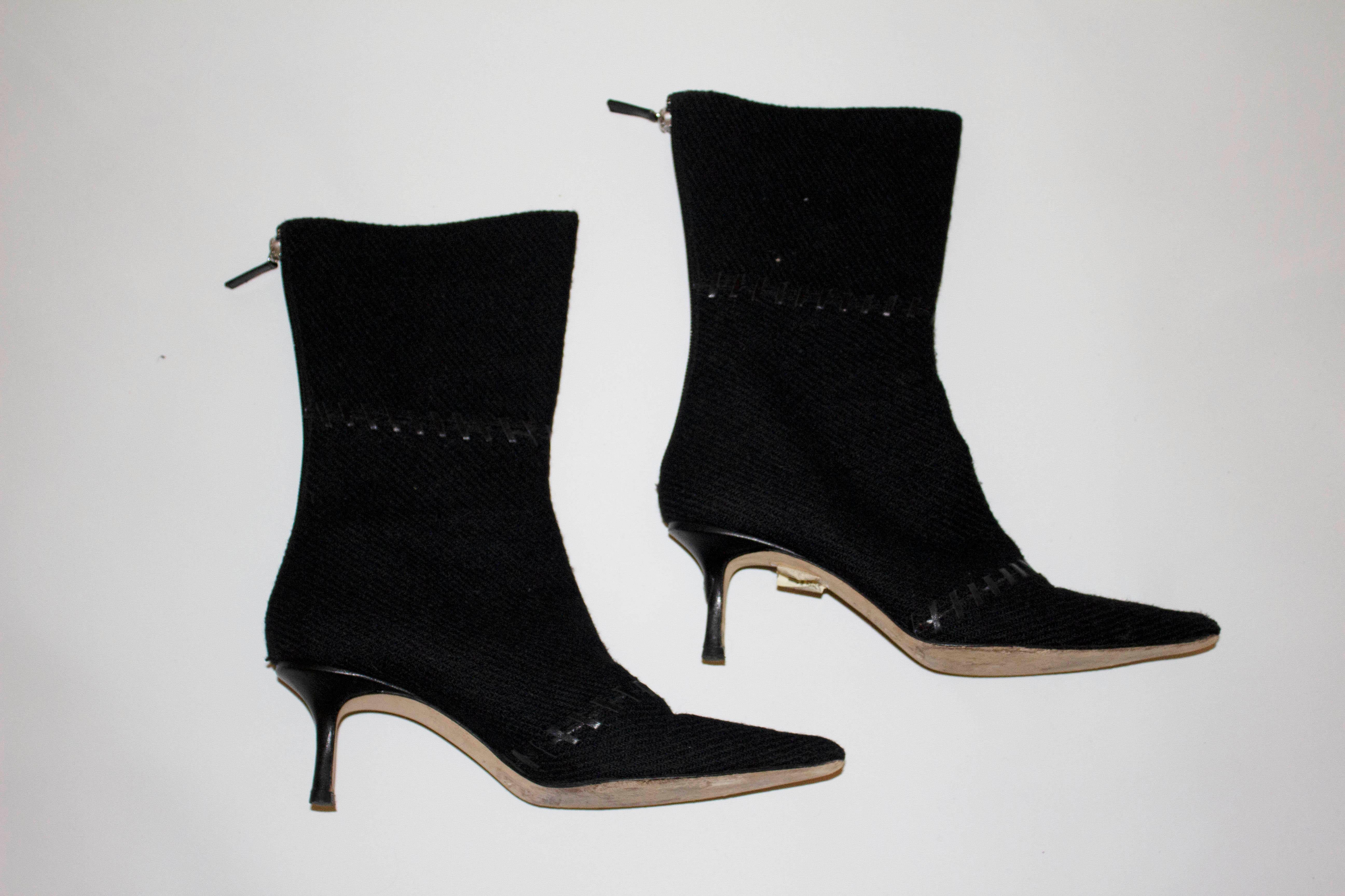 Women's Jimmy Choo Black Wool and Leather Boots For Sale