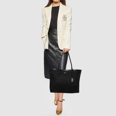 Jimmy Choo Black Woven Straw and Leather Nine2Five Tote