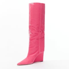 JIMMY CHOO Blake 110 pink velvet tall wedged pointy knee boots EU39
