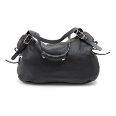 Jimmy Choo Blake Biker Black Lambskin Leather Shoulder Bag