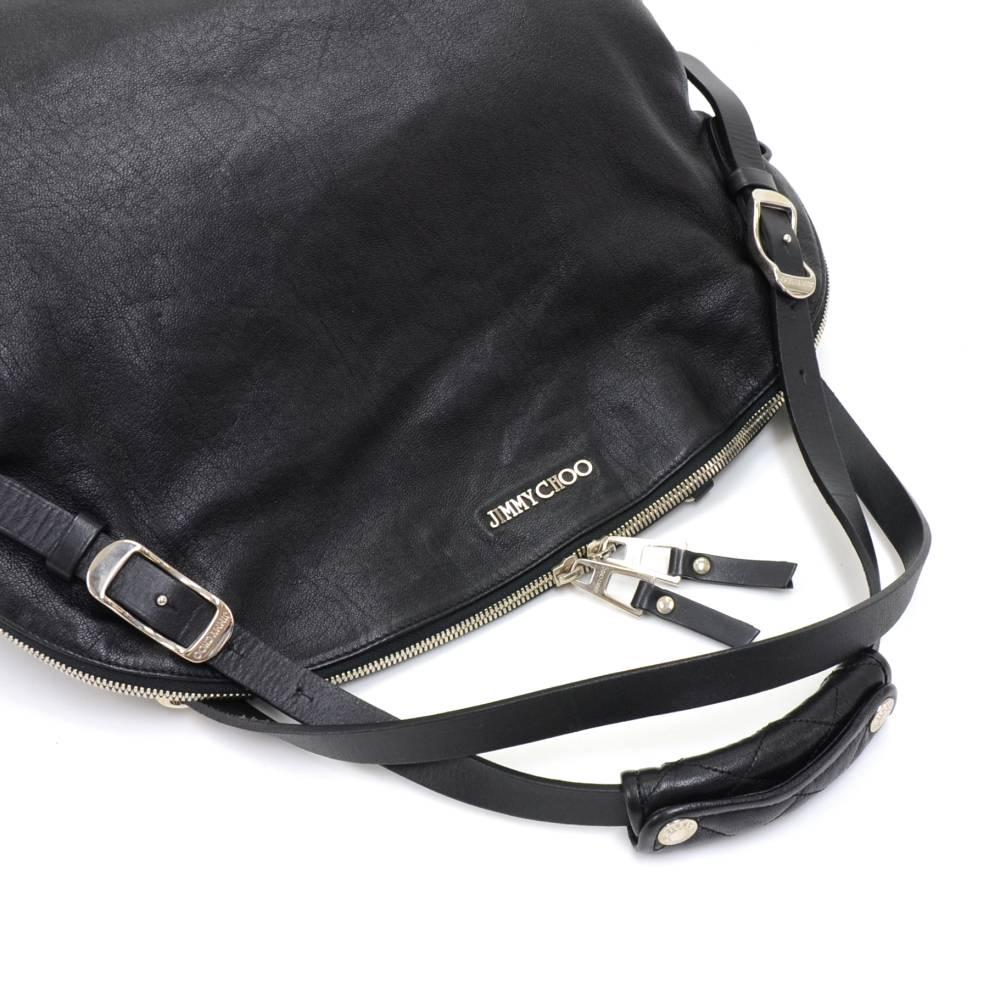 Jimmy Choo Blake Biker Black Lambskin Leather Shoulder Bag  For Sale 2