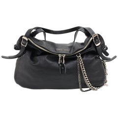 Jimmy Choo Blake Biker Black Lambskin Leather Shoulder Bag