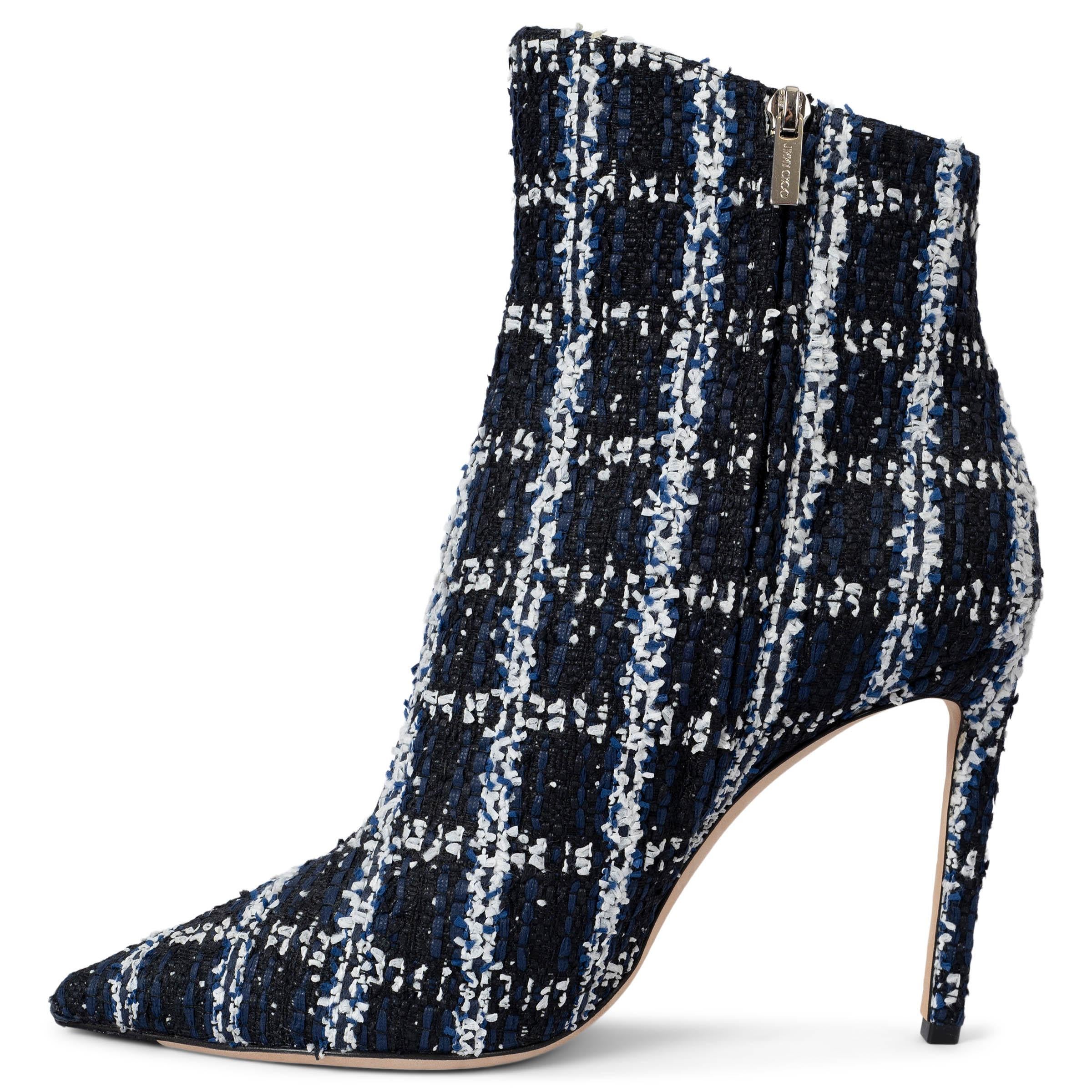 Nero JIMMY CHOO blu 2018 HELAINE TWEED Stivaletti Scarpe 42 vestibilità 41 in vendita
