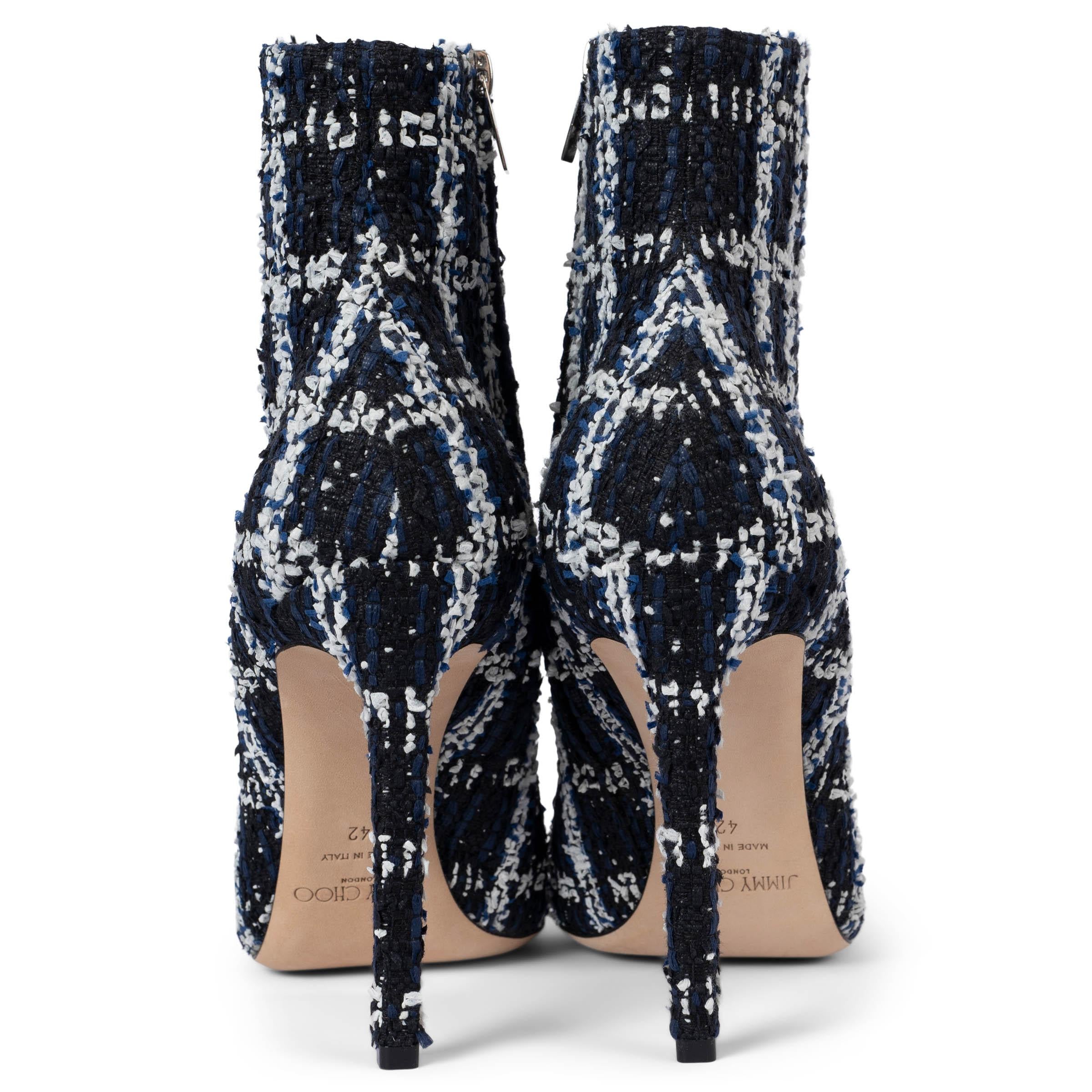 Donna JIMMY CHOO blu 2018 HELAINE TWEED Stivaletti Scarpe 42 vestibilità 41 in vendita