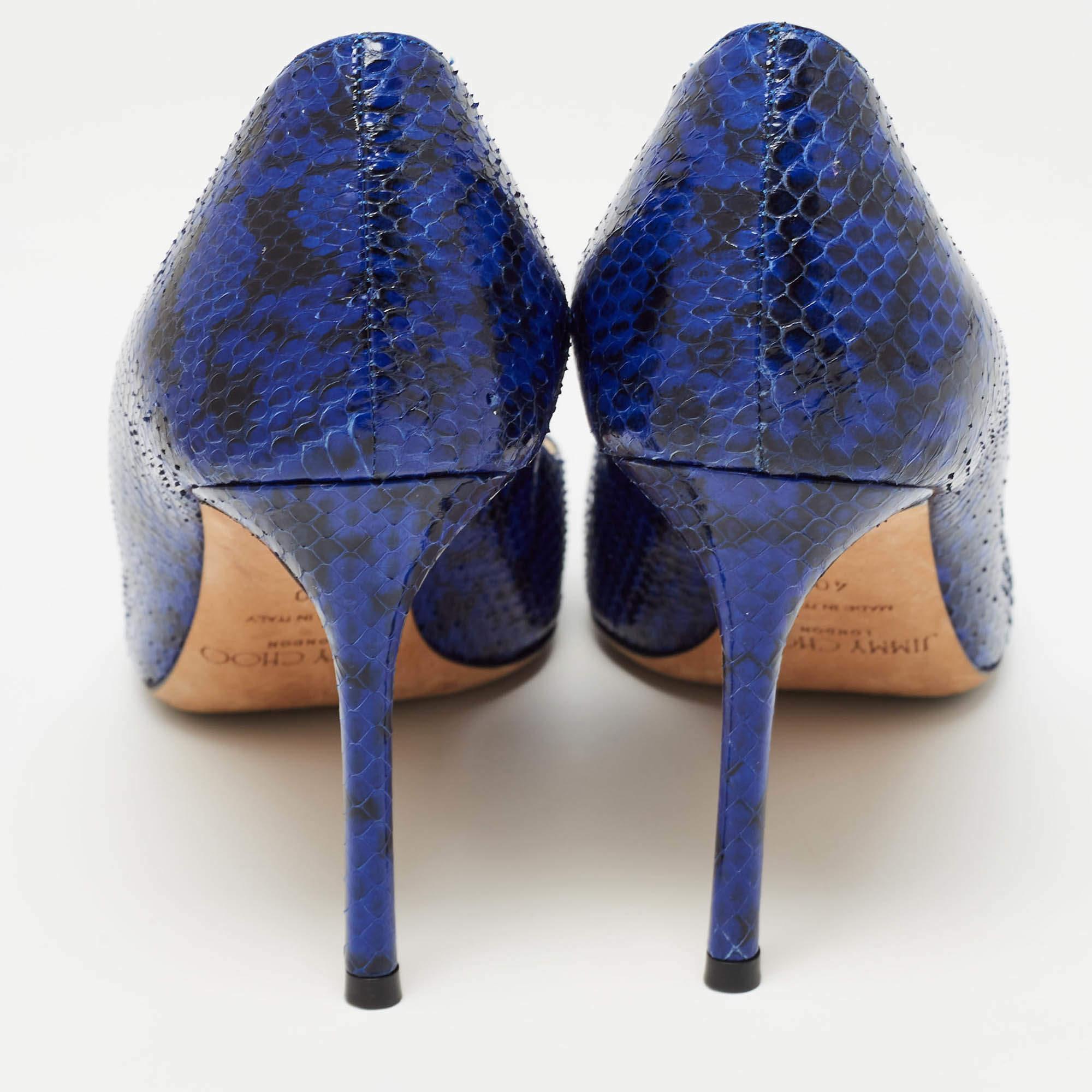 Women's Jimmy Choo Blue/Black Watersnake Leather Romy Pumps Size 40