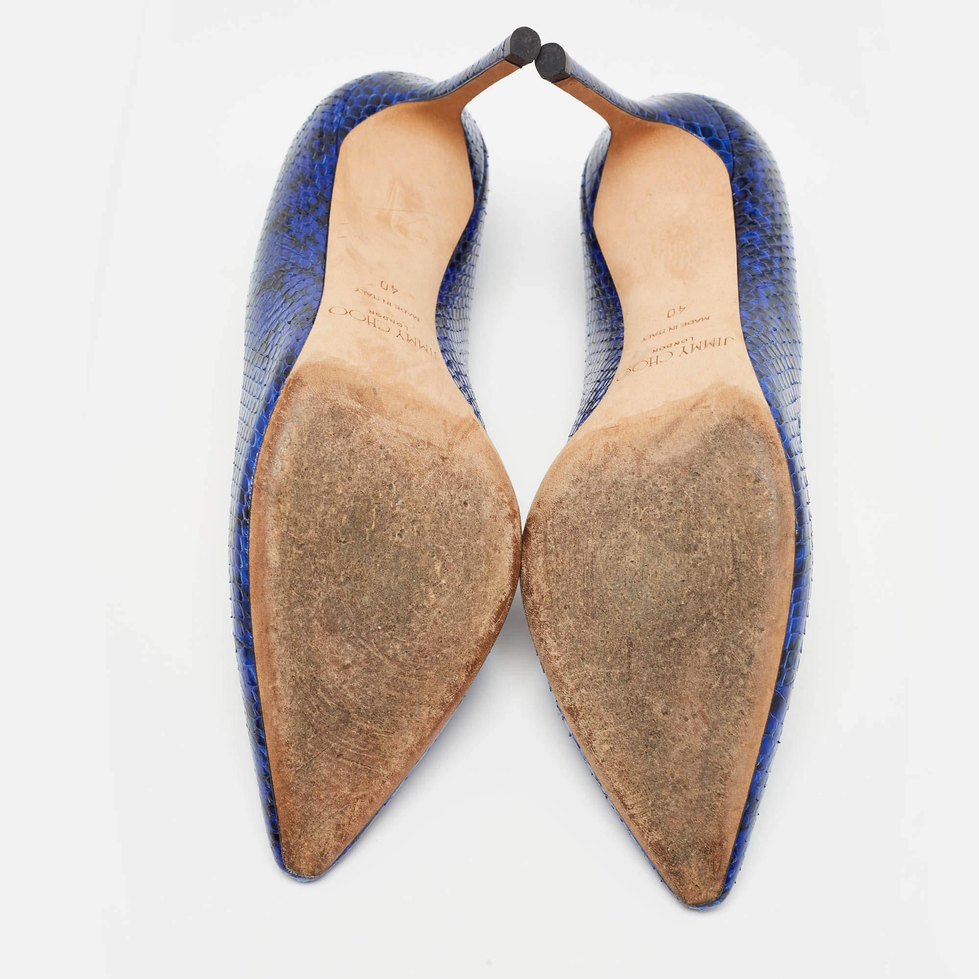 Jimmy Choo Blue/Black Watersnake Leather Romy Pumps Size 40 1