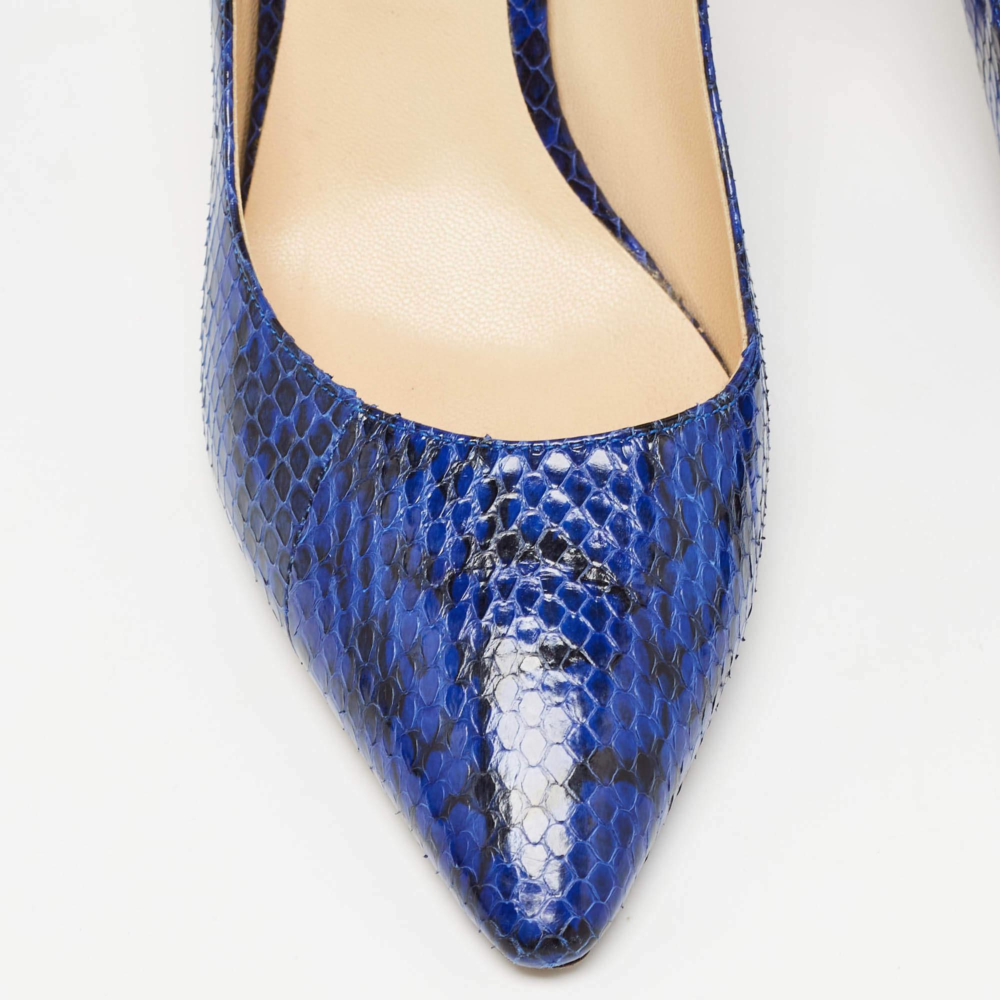 Jimmy Choo Blue/Black Watersnake Leather Romy Pumps Size 40 2