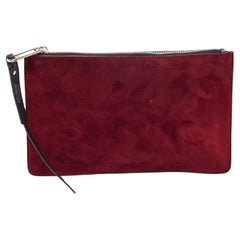 Jimmy Choo Blue/Burgundy Leather and Suede Zip Slim Clutch