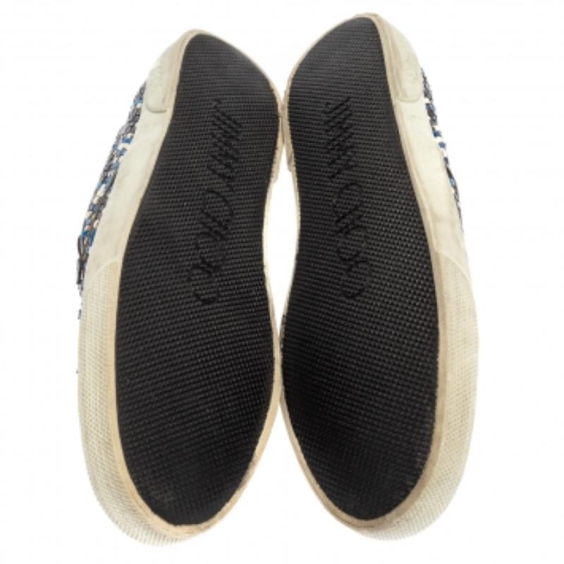Black Jimmy Choo Blue Demi Woven Leather Slip-on Sneakers Size 39.5 For Sale