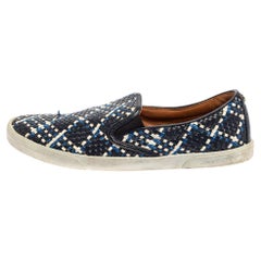 Jimmy Choo Blue Demi Woven Leather Slip-on Sneakers Size 39.5