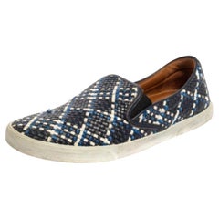 Jimmy Choo Blue Demi Woven Leather Slip-on Sneakers Size 39.5