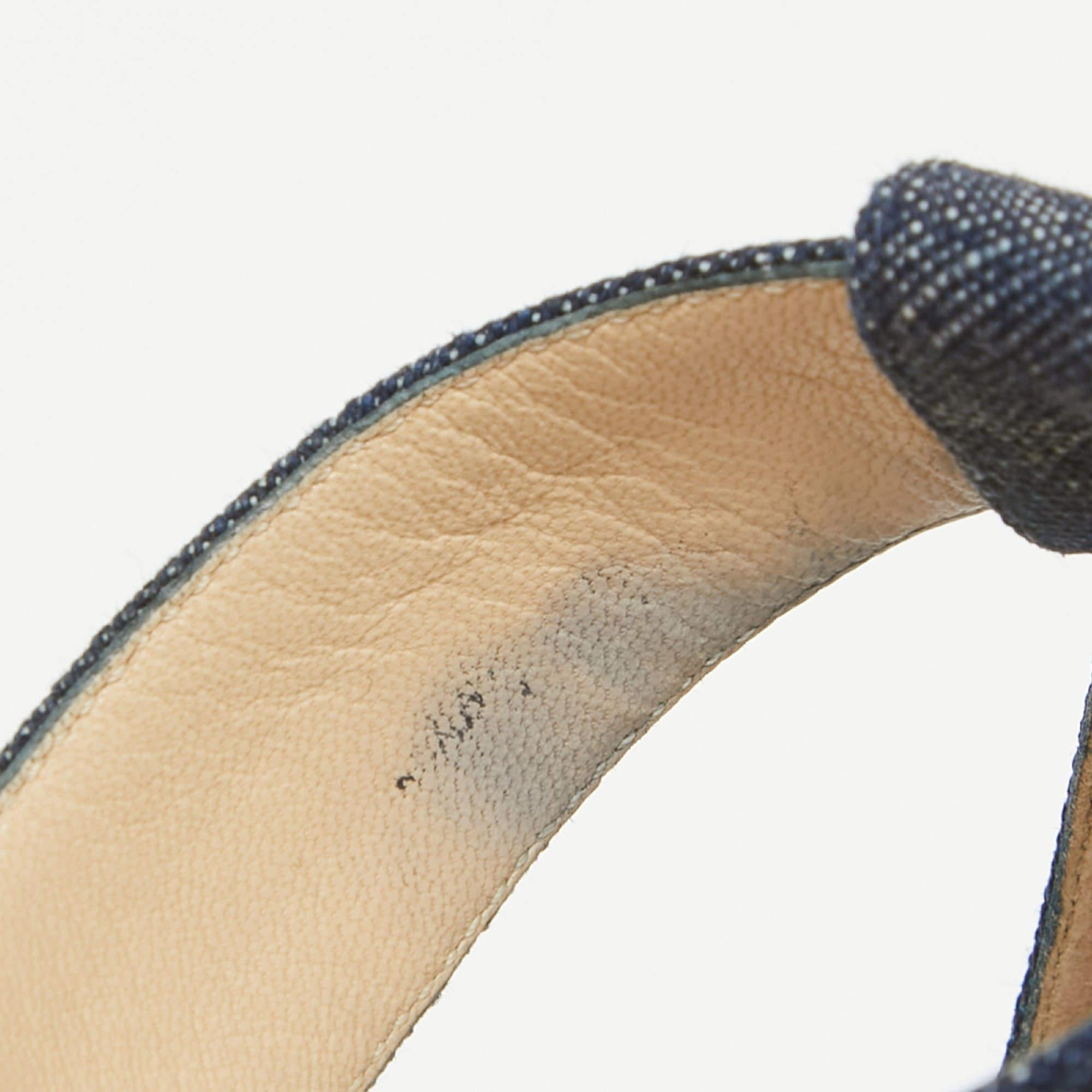 Women's Jimmy Choo Blue Denim Jamie Ankle Strap Sandals Size 37.5 For Sale