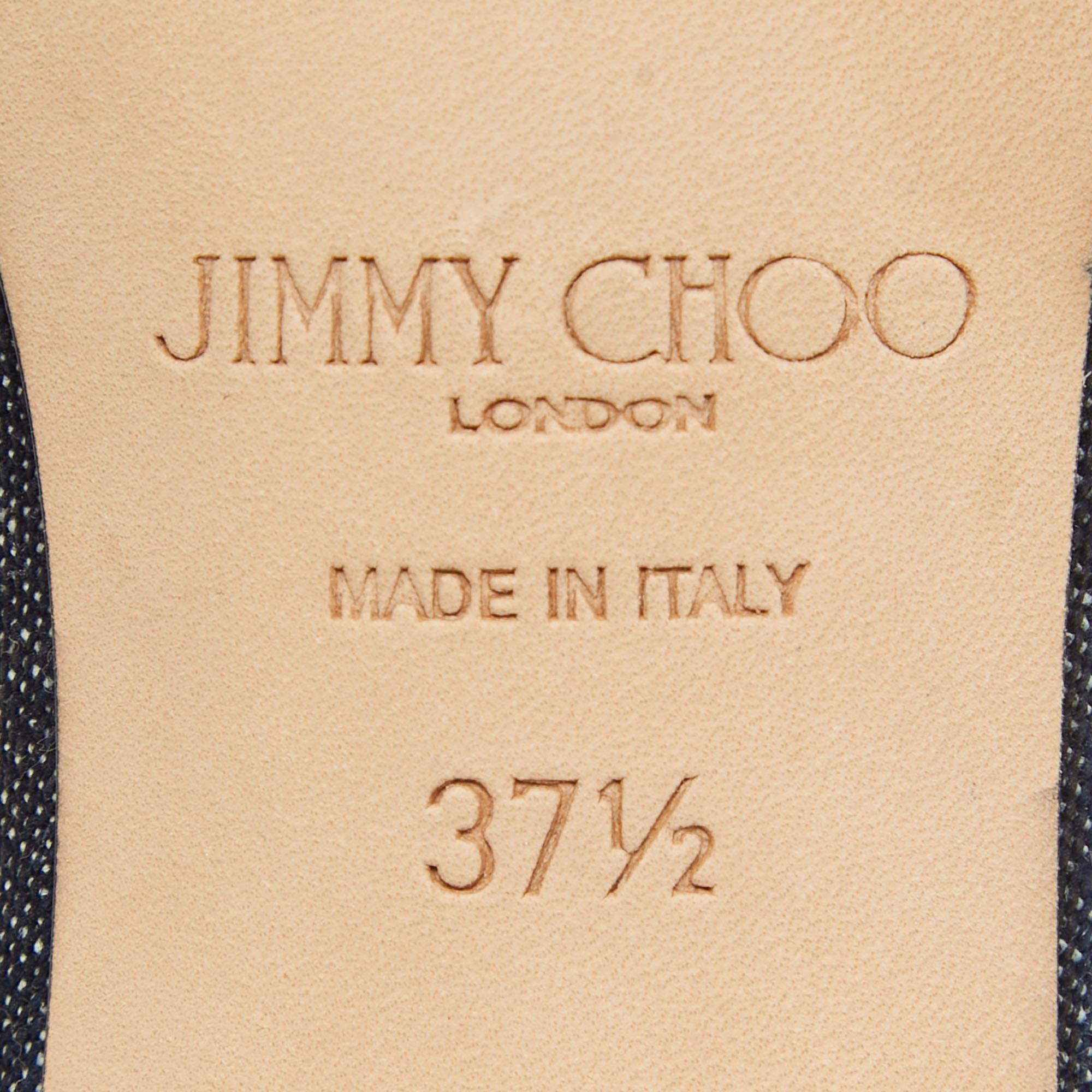 Jimmy Choo Blue Denim Jamie Ankle Strap Sandals Size 37.5 For Sale 5