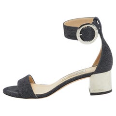 Jimmy Choo - Sandales Jamie à lanières à chevilles en denim bleu, taille 37,5