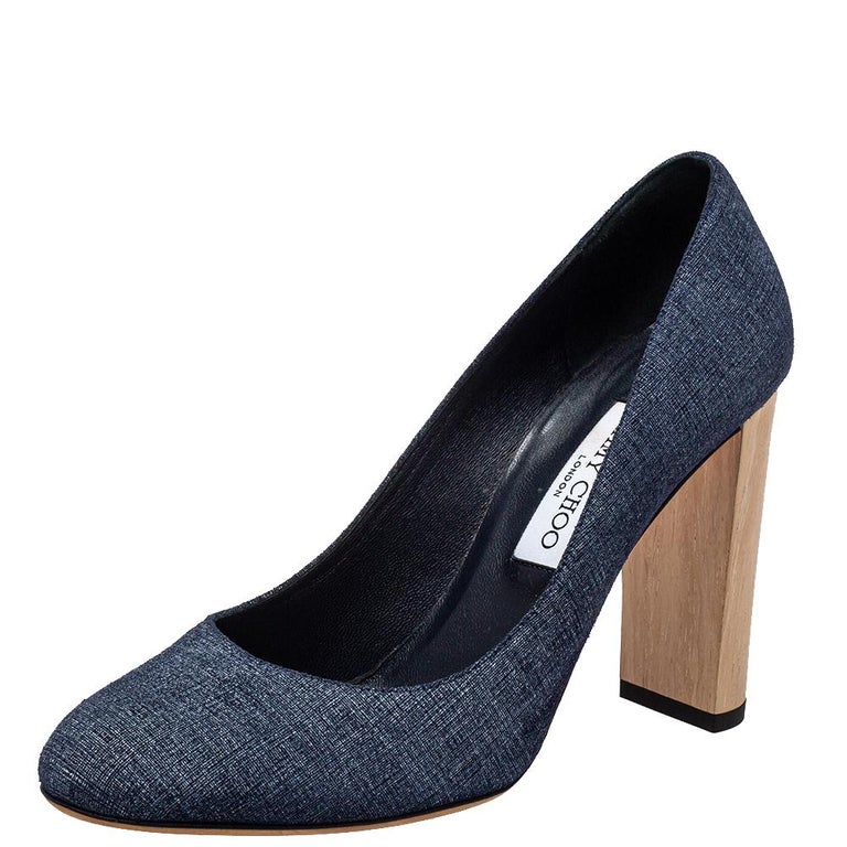 Jimmy Choo Blue Denim Laria Pumps Size 40 For Sale at 1stDibs