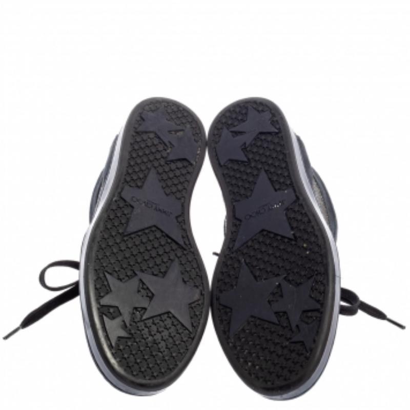 Black Jimmy Choo Blue Glitter And Suede Miami Low Top Sneakers Size 38 For Sale