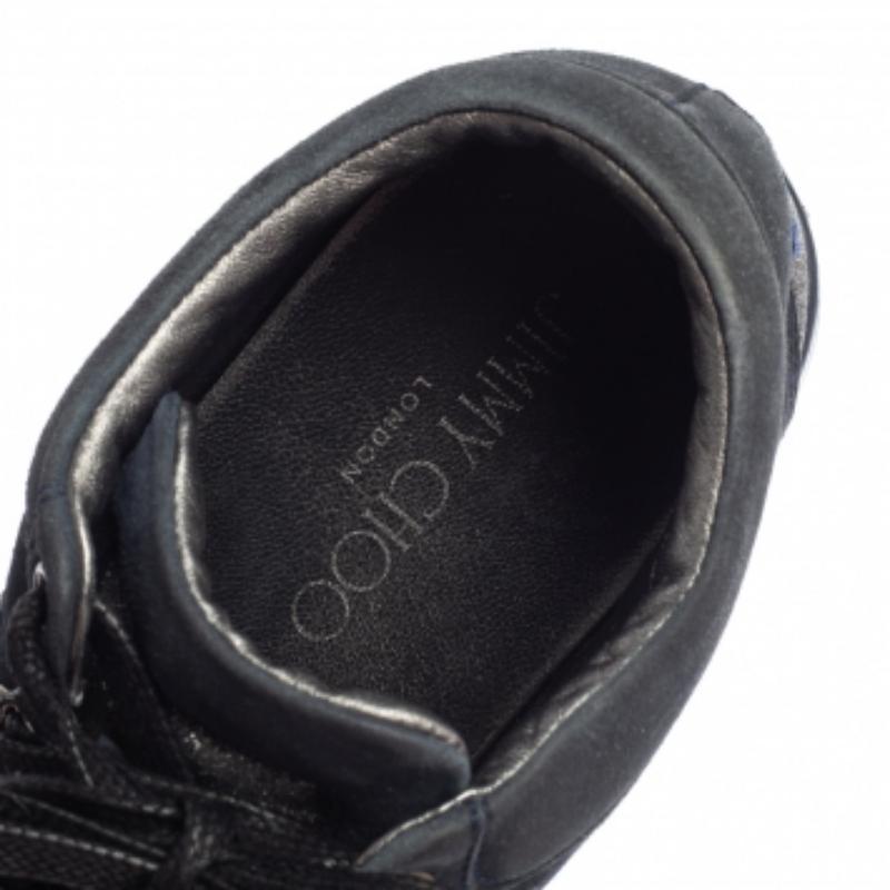 Jimmy Choo Blue Glitter And Suede Miami Low Top Sneakers Size 38 In Fair Condition For Sale In Dubai, Al Qouz 2