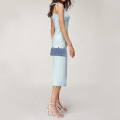 Jimmy Choo Blue Glitter Celeste Chain Clutch