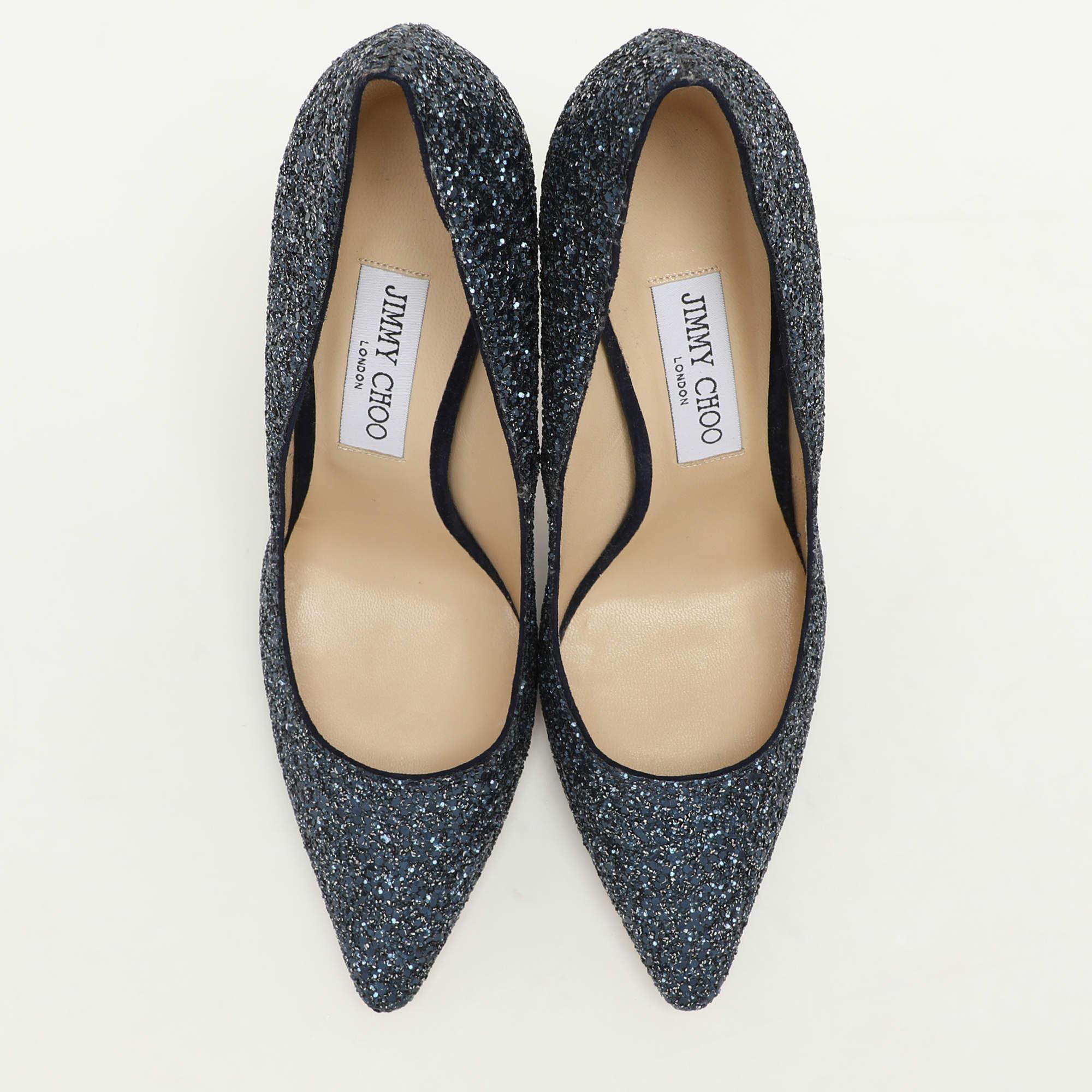 Nero Jimmy Choo Pumps Romi Blu Glitter Taglia 39.5 in vendita