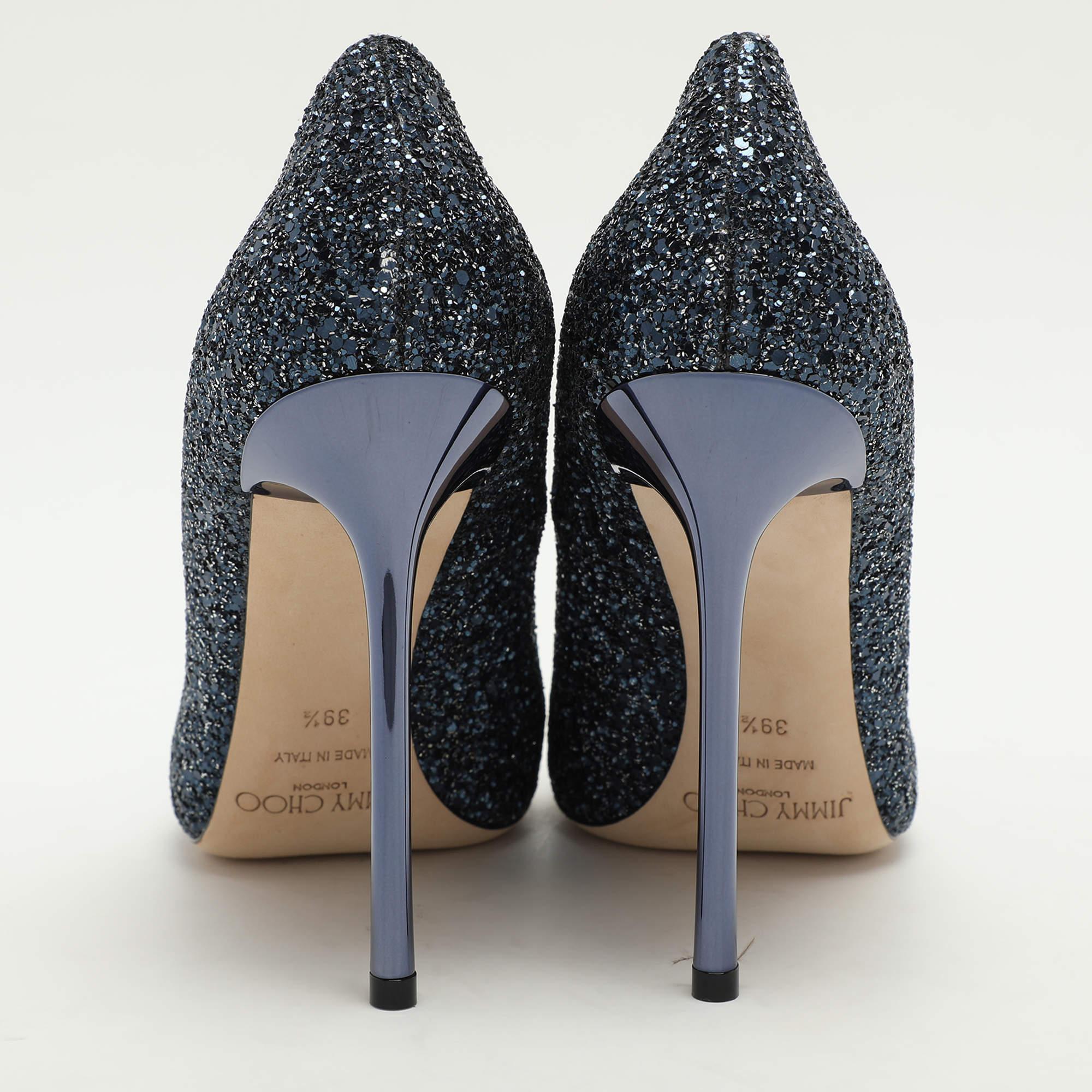 Donna Jimmy Choo Pumps Romi Blu Glitter Taglia 39.5 in vendita