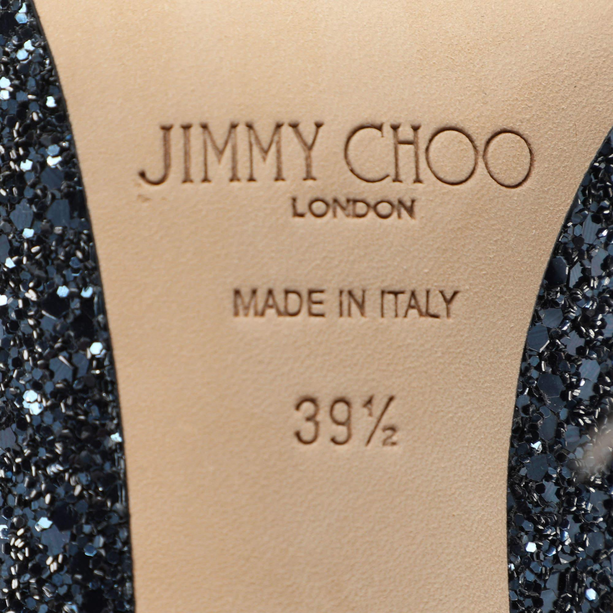 Jimmy Choo Pumps Romi Blu Glitter Taglia 39.5 in vendita 3