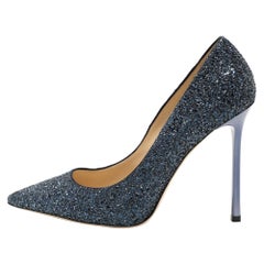 Jimmy Choo Blue Glitter Romy Pumps Size 39.5