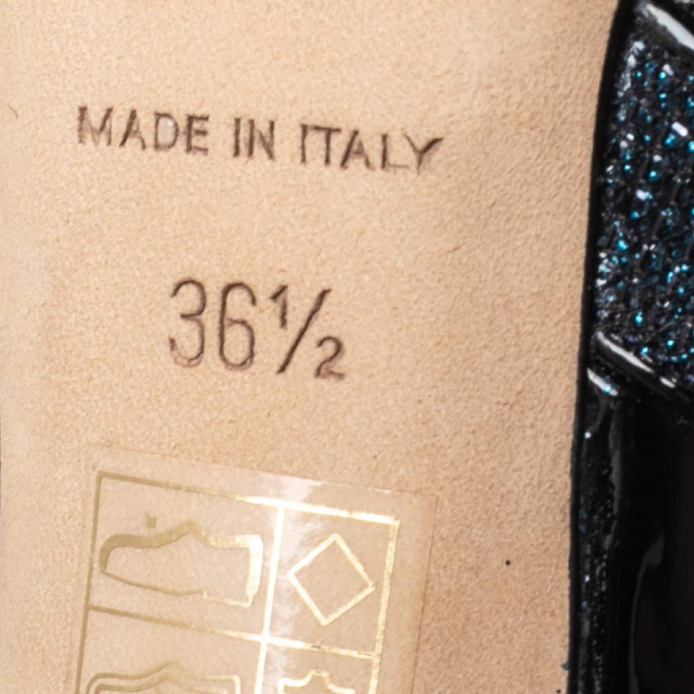 Jimmy Choo Sandali Leila in Lamé Blu e Glitter Misura 36.5 3
