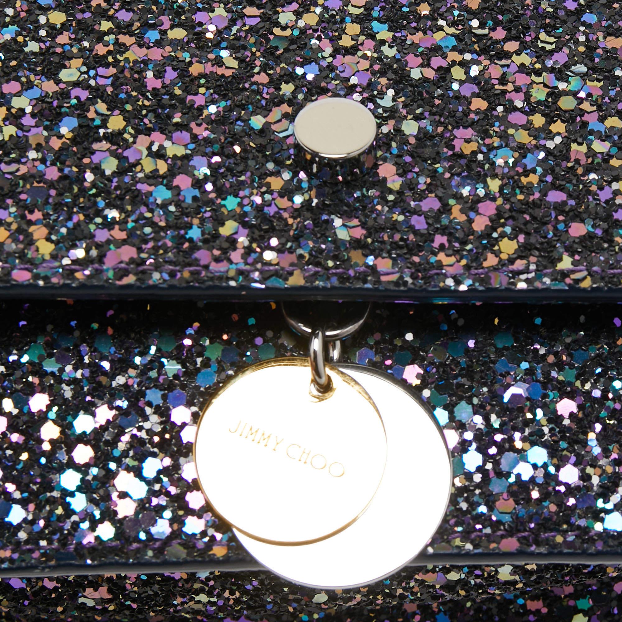 Jimmy Choo Blue/Multicolor Glitter Fabric Finley Shoulder Bag 2