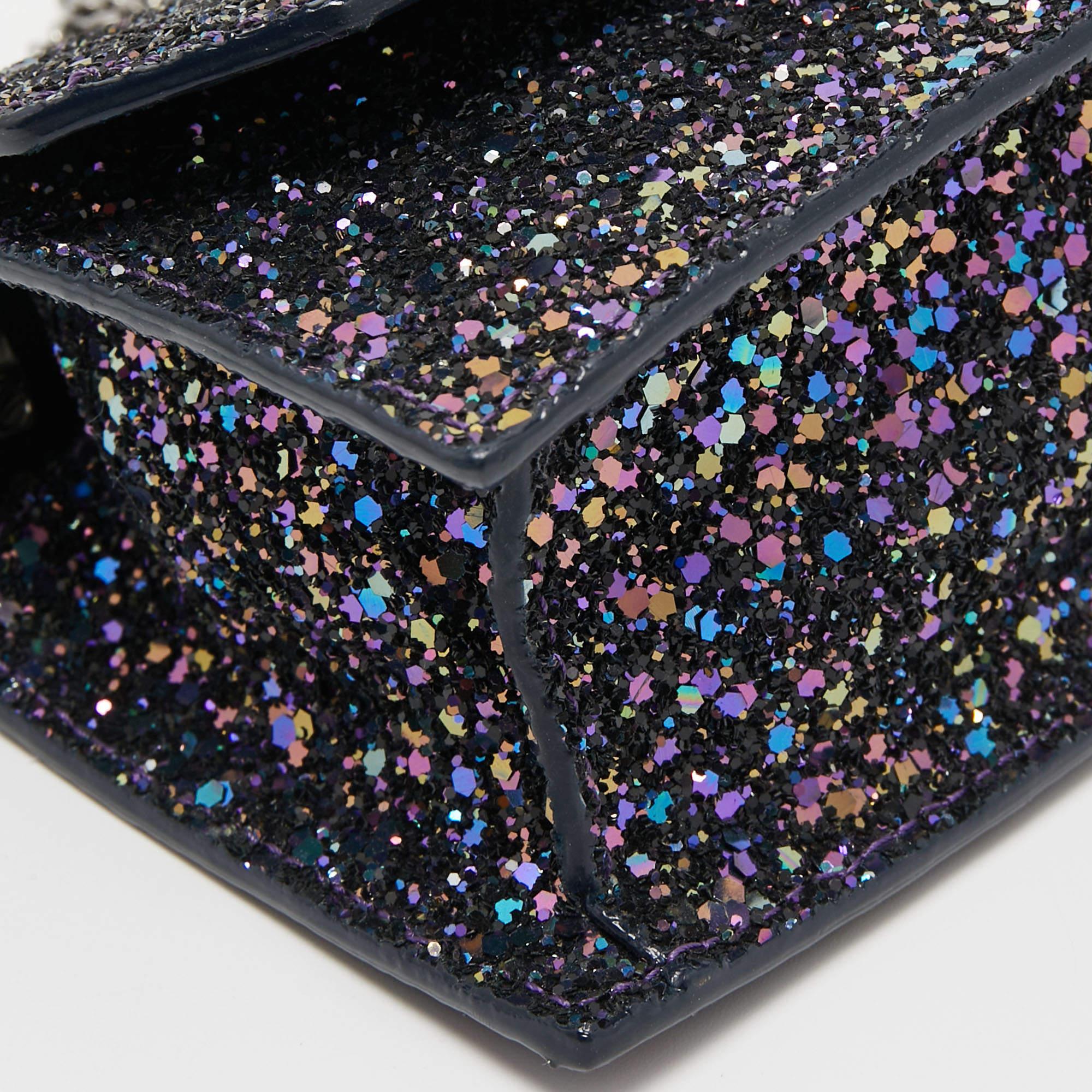 Jimmy Choo Blue/Multicolor Glitter Fabric Finley Shoulder Bag 4