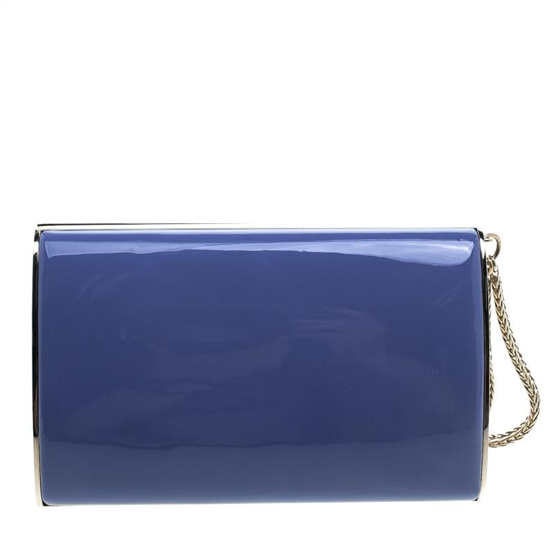 Jimmy Choo Blue Patent Leather Carmen Clutch