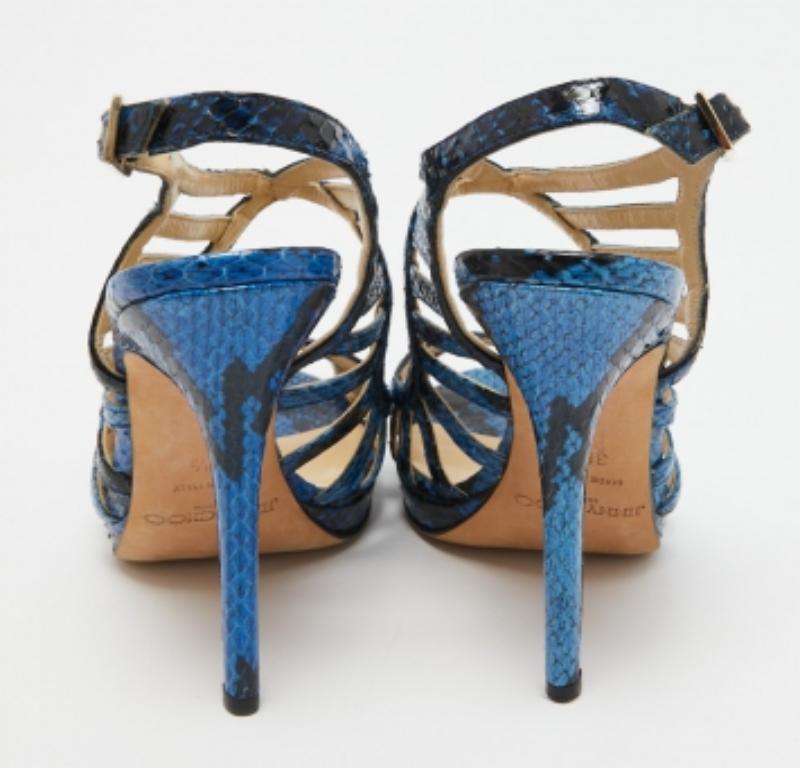Jimmy Choo Bleu Python Keenan Platform Sandals Size 36.5 en vente 2