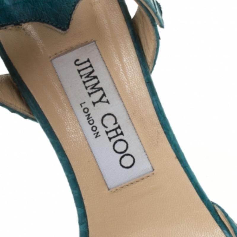 Donna Jimmy Choo Sandali con plateau in pitone blu misura 38,5 in vendita