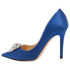 Jimmy Choo Blue Satin Manda Pumps Size 36.5