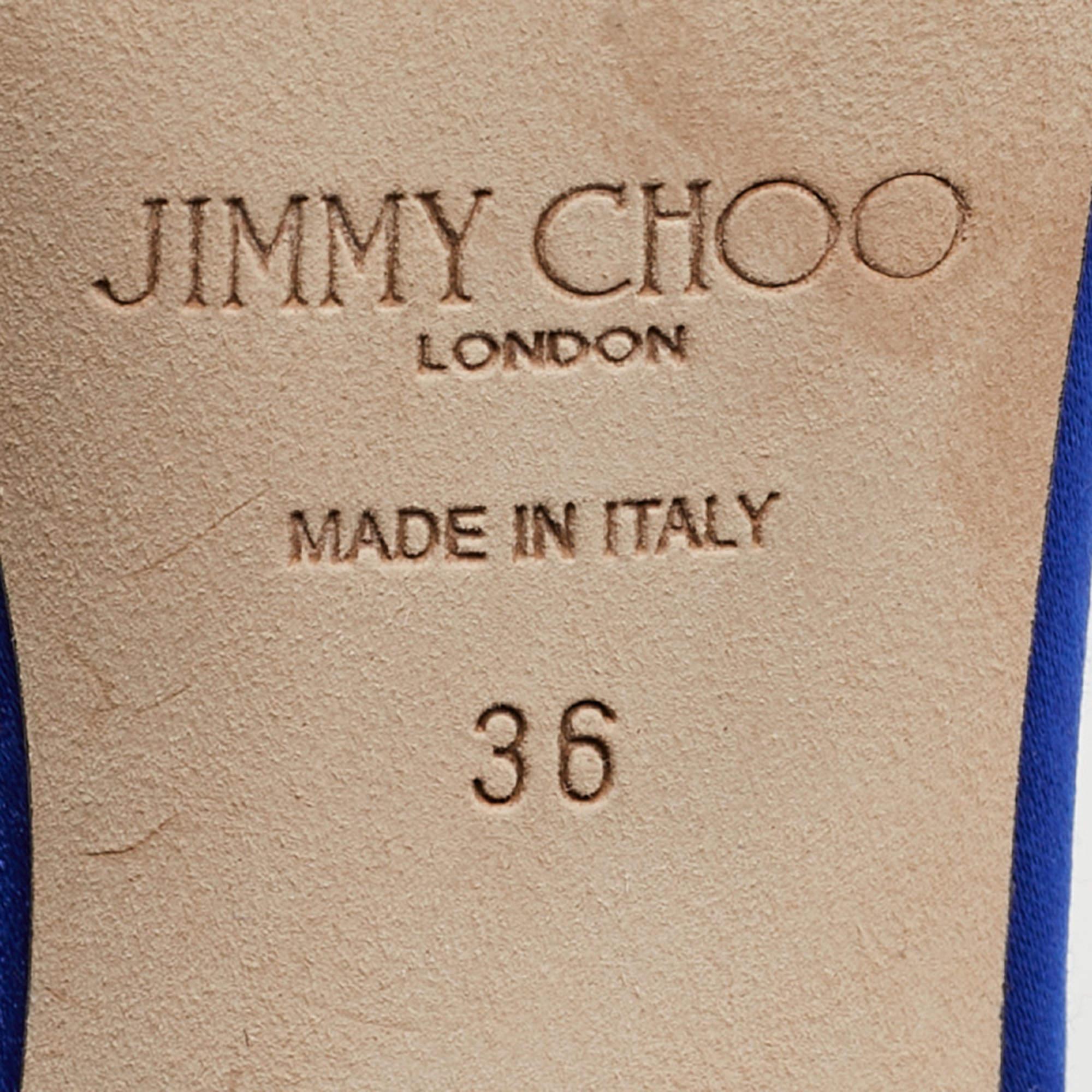 Jimmy Choo Blue Satin Marsai Sandals Size 36 For Sale 1
