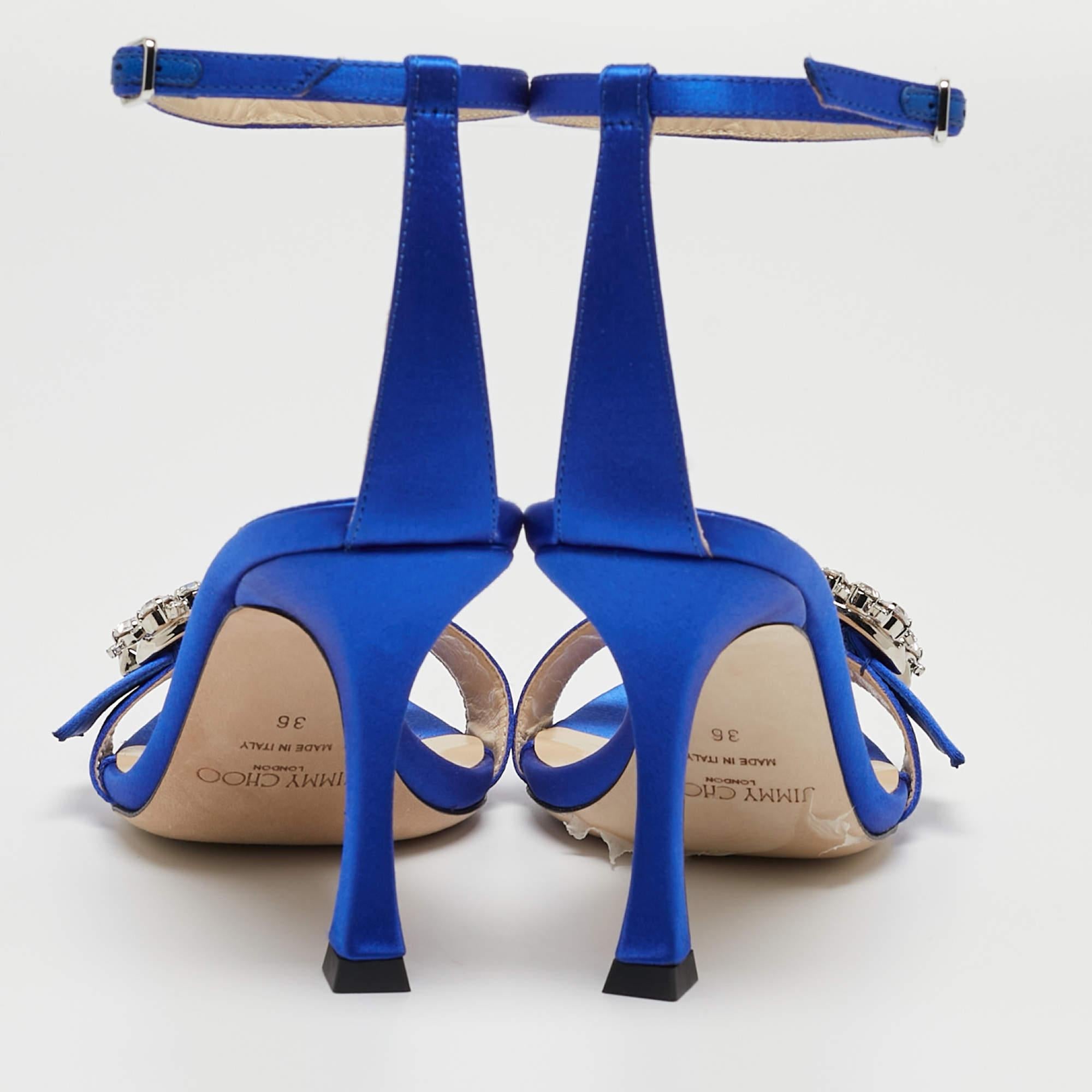 Jimmy Choo Blue Satin Marsai Sandals Size 36 For Sale 3