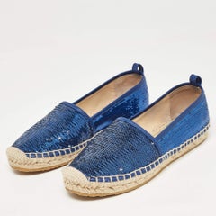 Jimmy Choo Blue Sequins Espadrille Flats Size 36.5