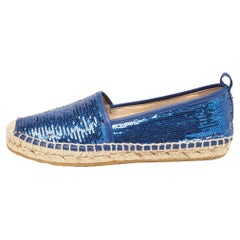 Jimmy Choo Blue Sequins Espadrille Flats Size 36.5