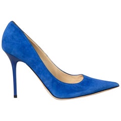 Jimmy Choo Blue Suede Pointed Toe Heels Size IT 38.5