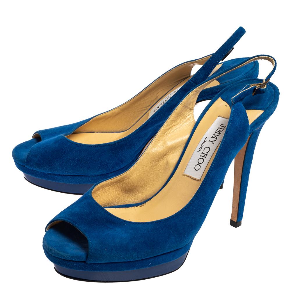 Jimmy Choo Blue Suede Slingback Sandals Size 39 1