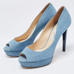 Jimmy Choo Blue Textured Suede Dahlia Pumps Size 40.5
