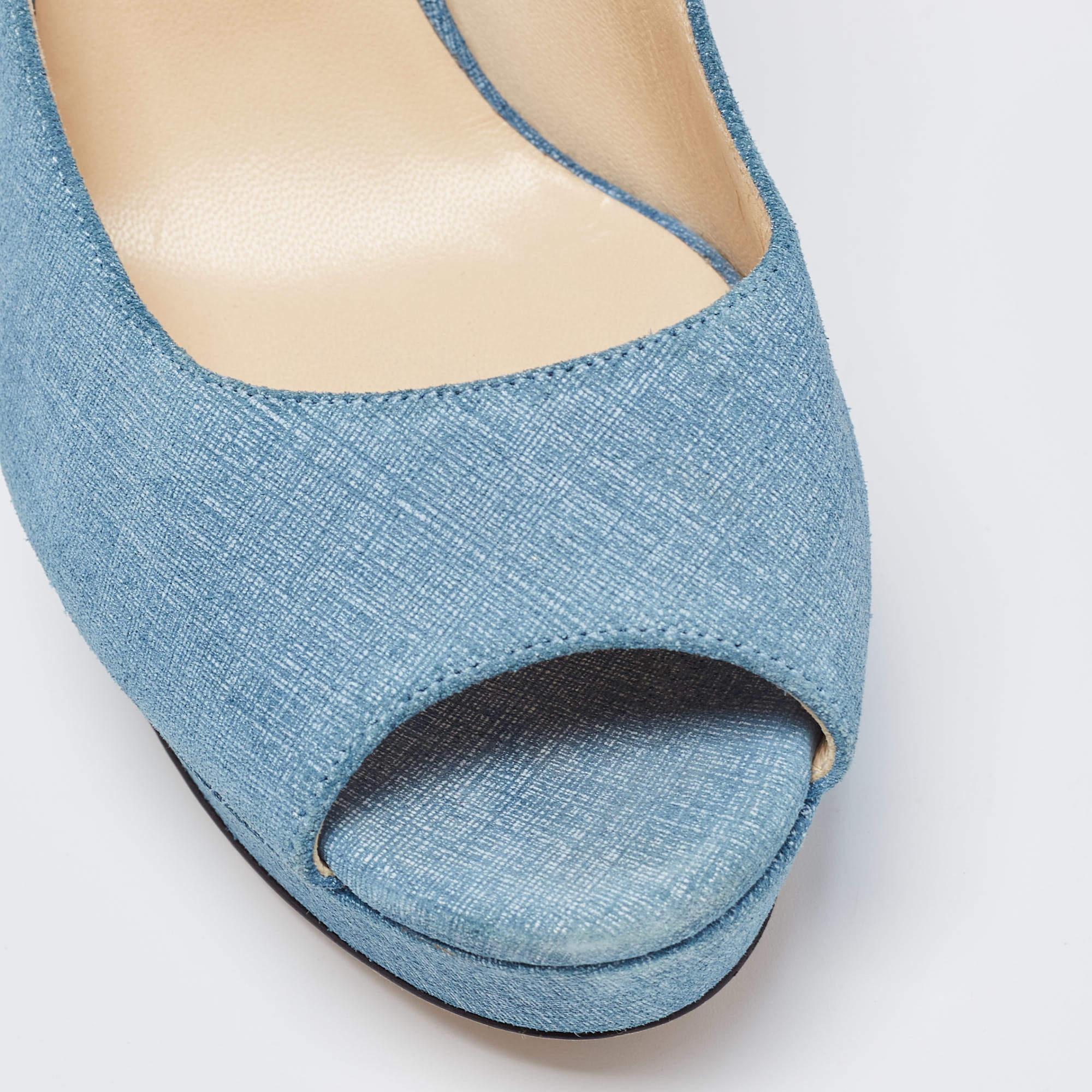 Jimmy Choo escarpins Dahlia en daim texturé bleu, taille 40,5 en vente 2