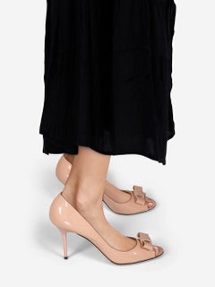 Jimmy Choo Blush Patent Bow Peep Toe Heels Size IT 39.5