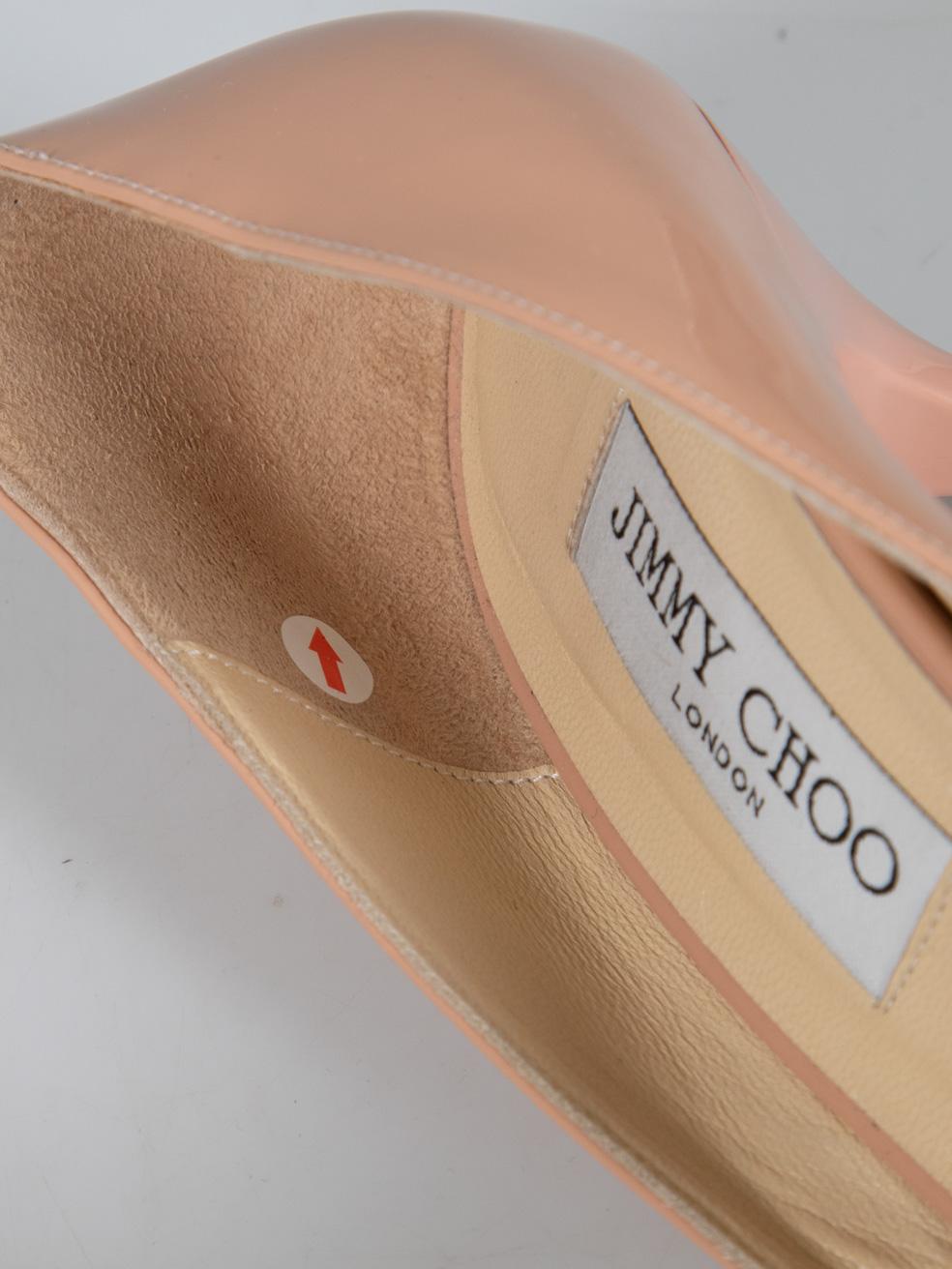 Jimmy Choo Blush Patent Bow Peep Toe Heels Size IT 39.5 For Sale 1
