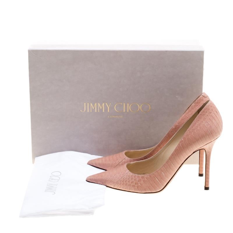 Jimmy Choo Blush Pink Elaphe Leather Abel Pointed Toe Pumps Size 36 2